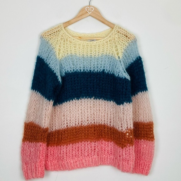 Maiami mohair and wool blend loose knit striped sweater. Size Small - Picture 1 of 8